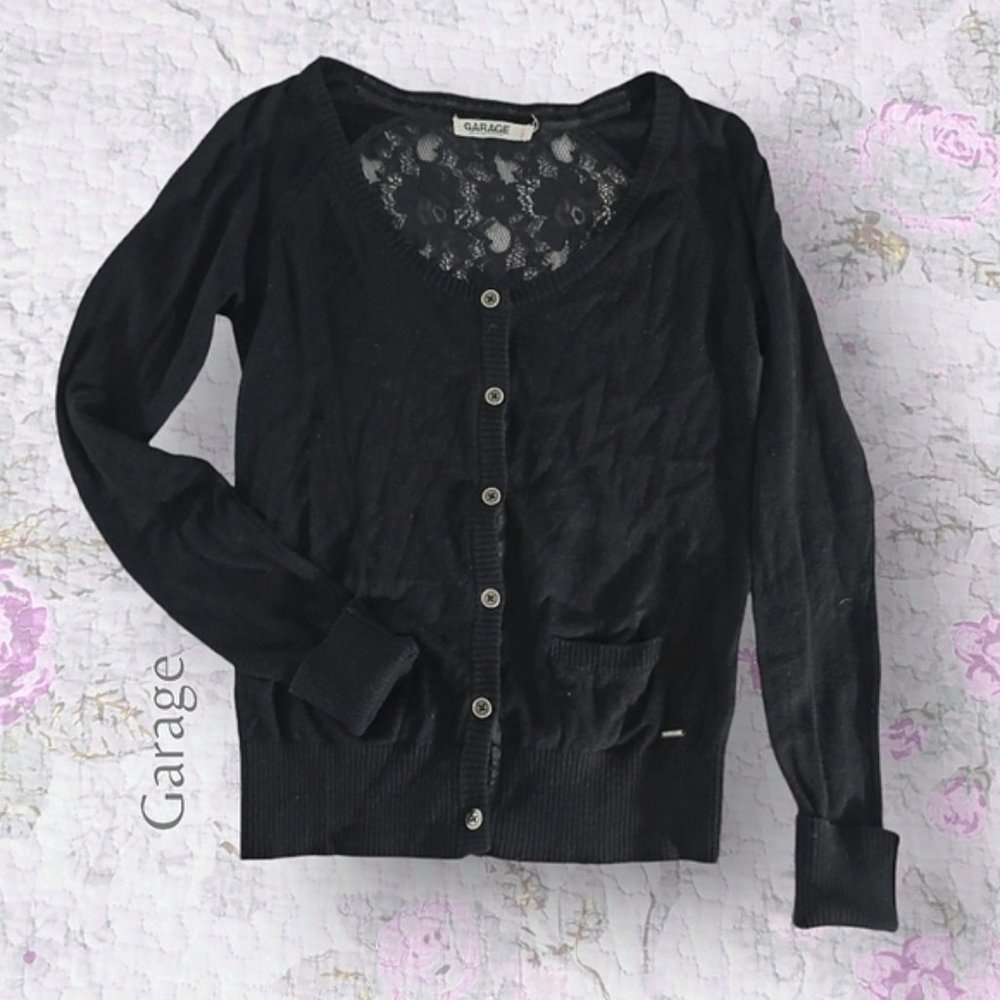 Garage Scoop Neck Lace Cardigan- XS